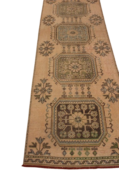 FR7386 Vintage Turkish Oushak 2'7x9'1 - Image 2