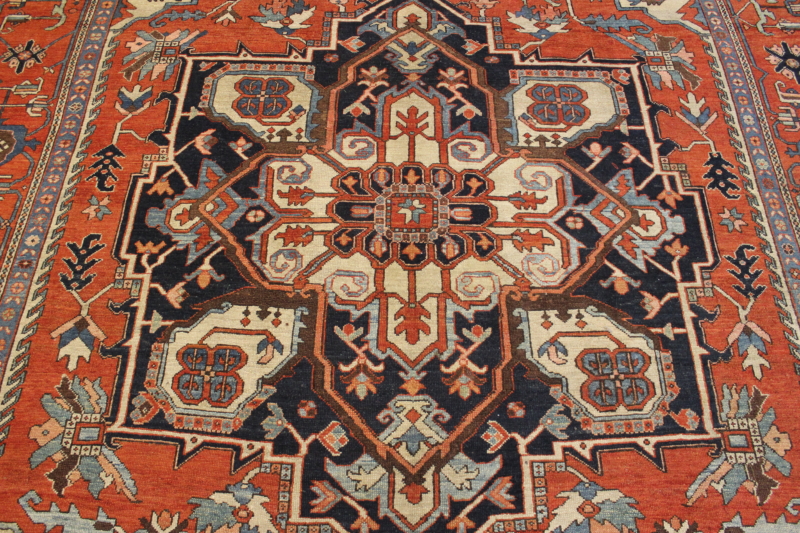 FR7526 Antique Persian Serapi 9'5x11'9 - Image 3